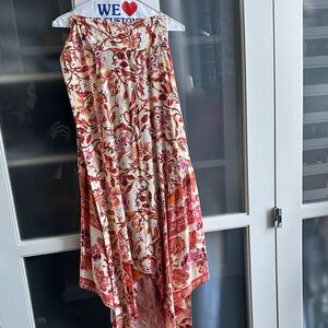 AMUR Asymmetrical Floral Skirt in Pink and Red